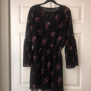 Chiffon,sheer covered dress,Flowy,Black with pink